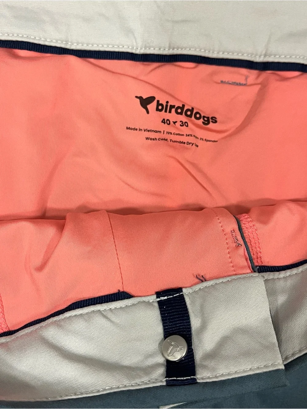BIRD DOGS FLAT FRONT STRETCH PERFORMANCE GOLF PANTS 40 x 30 Blue